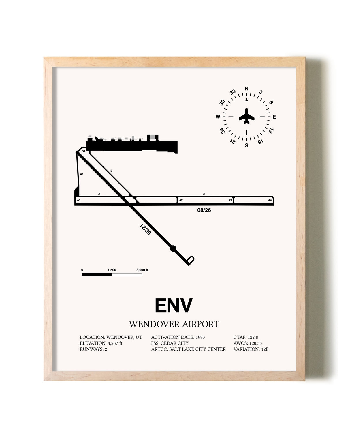 Wendover Airport framed wall art in white frame