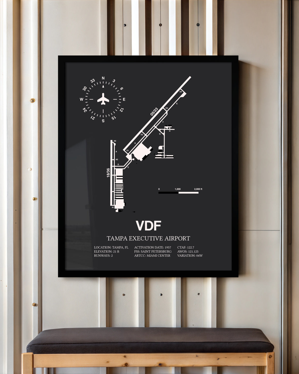 Frame color options for Tampa Executive Airport Wall Art