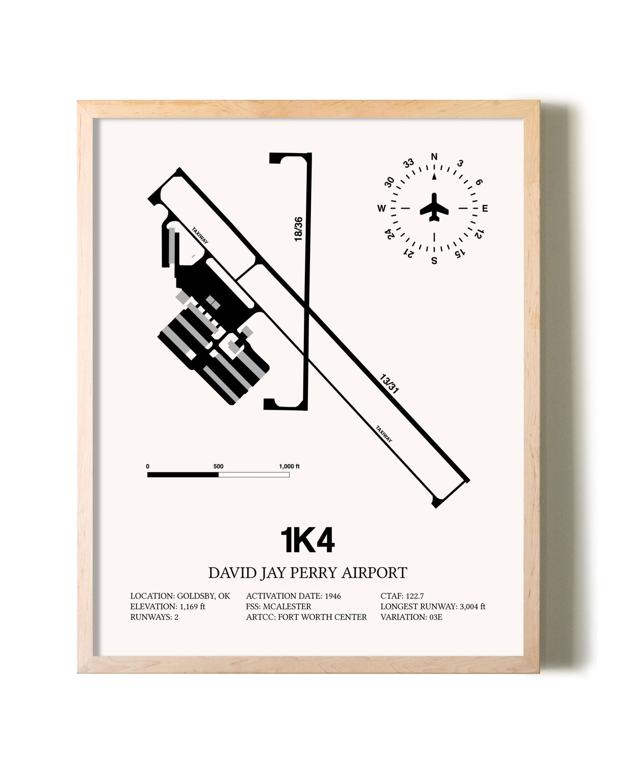 David Jay Perry Airport framed wall art in white frame