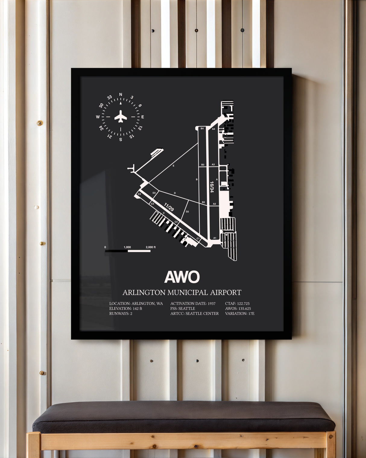 Frame color options for Arlington Municipal Airport Wall Art