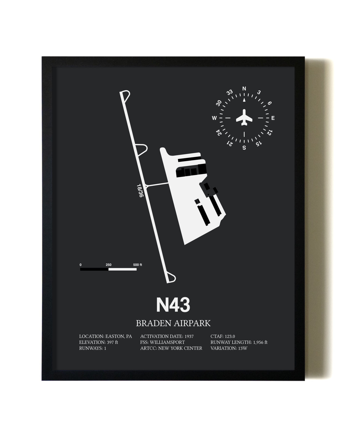 Unframed Braden Airpark map print poster