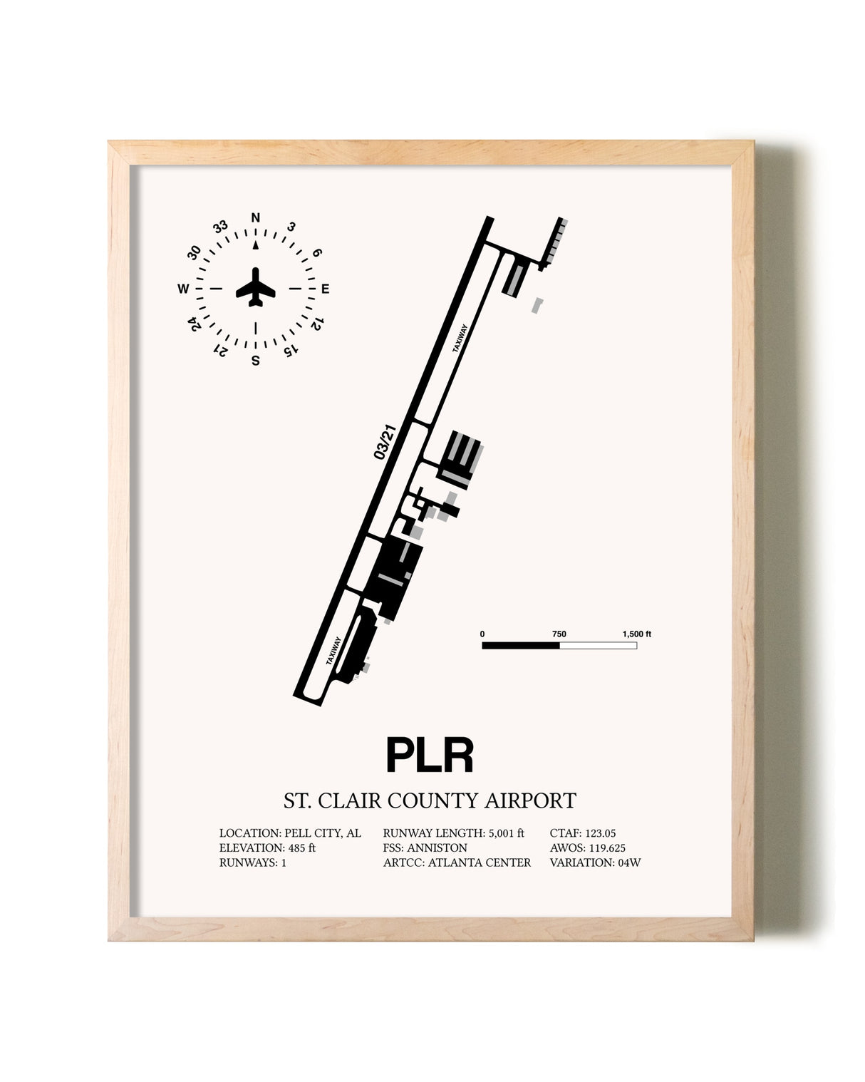 St. Clair County Airport framed wall art in white frame