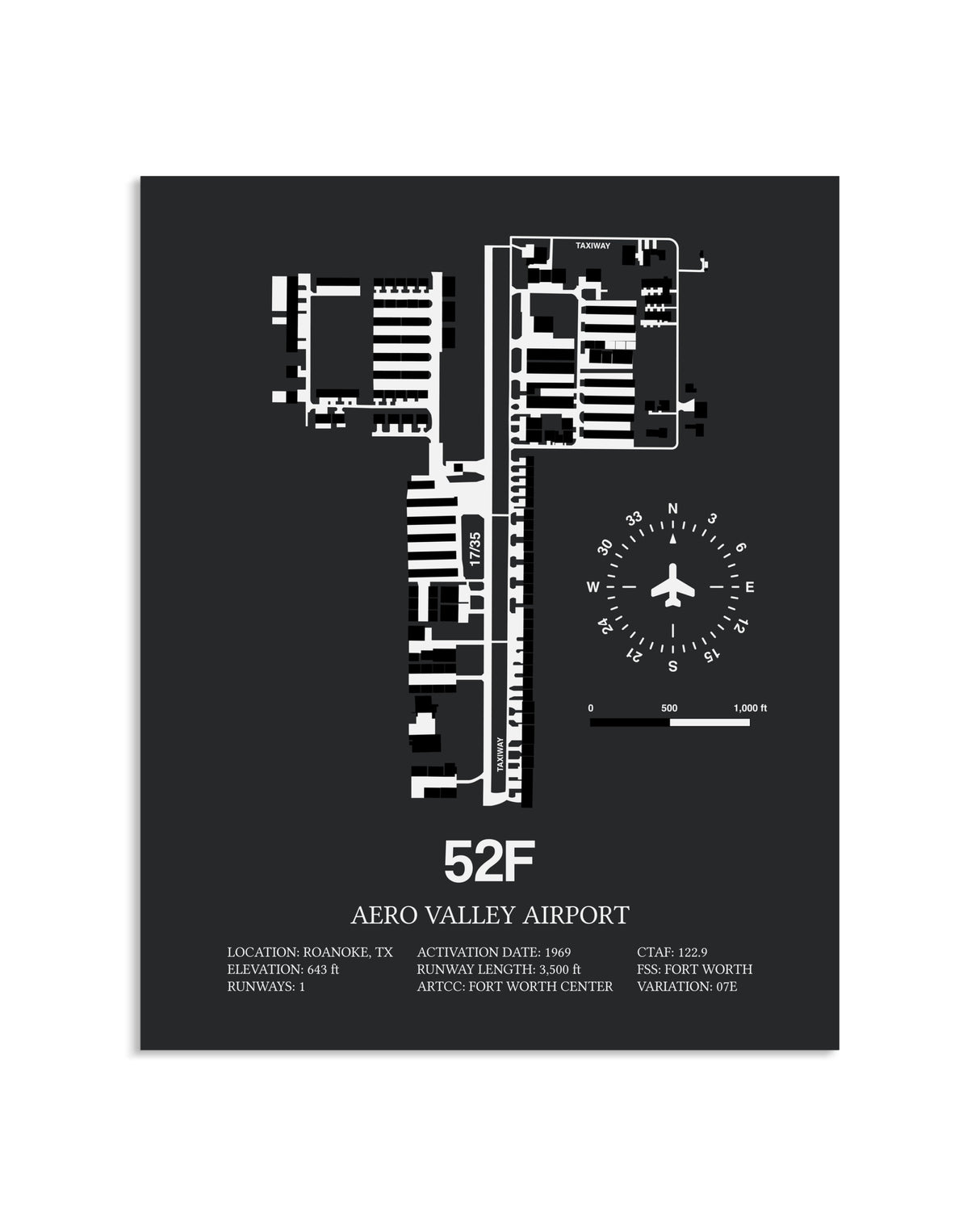 Gray Framed Aero Valley Airport layout wall art poster