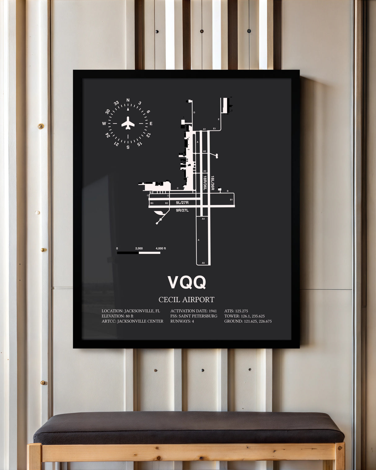 Frame color options for Cecil Airport Wall Art