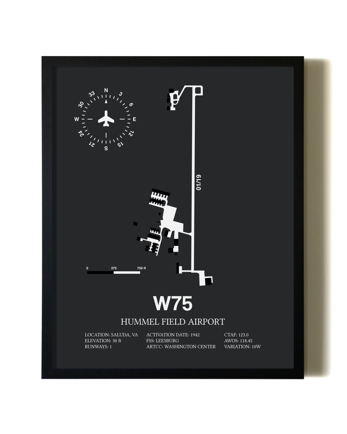 Unframed Hummel Field Airport map print poster