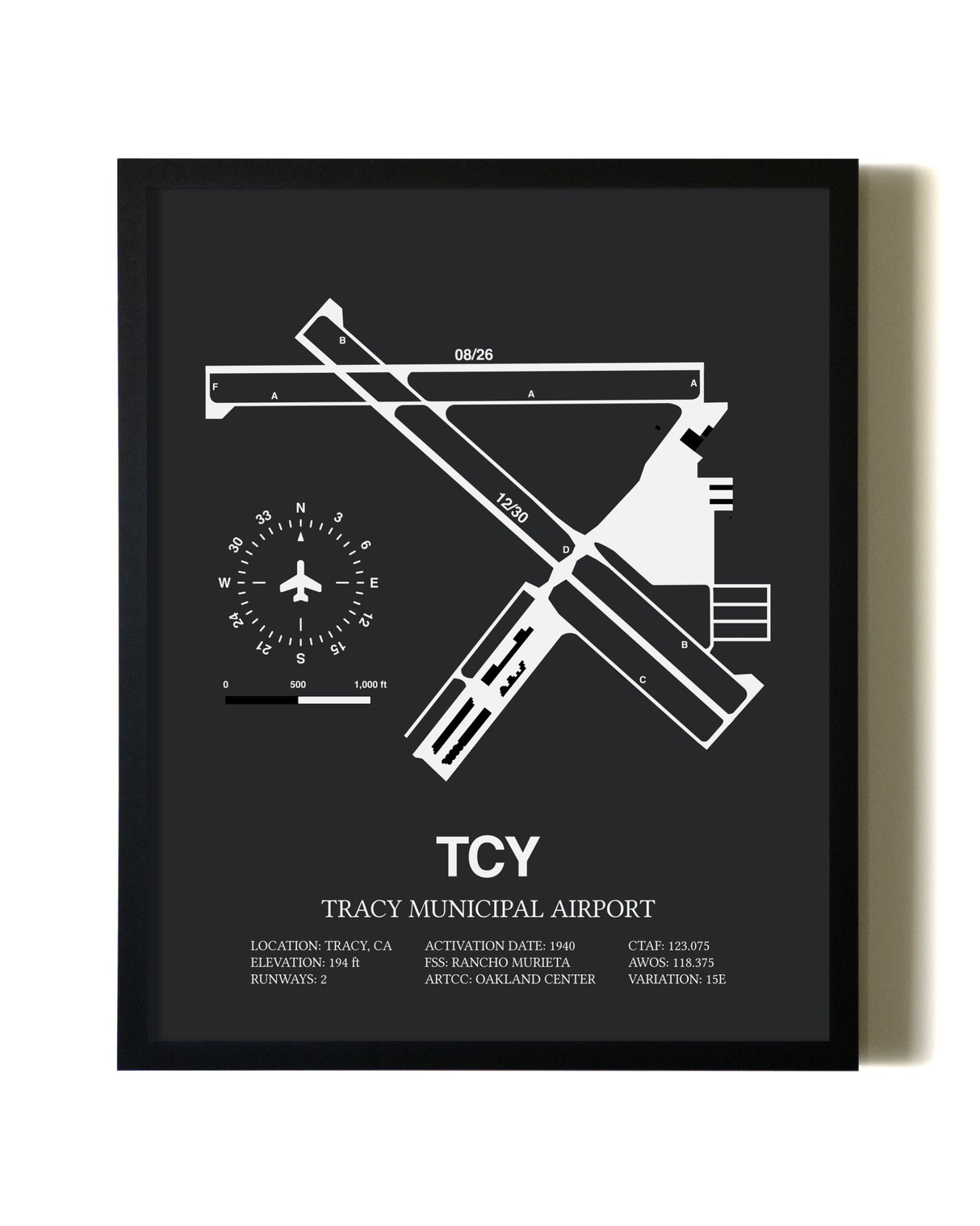 Unframed Tracy Municipal Airport map print poster