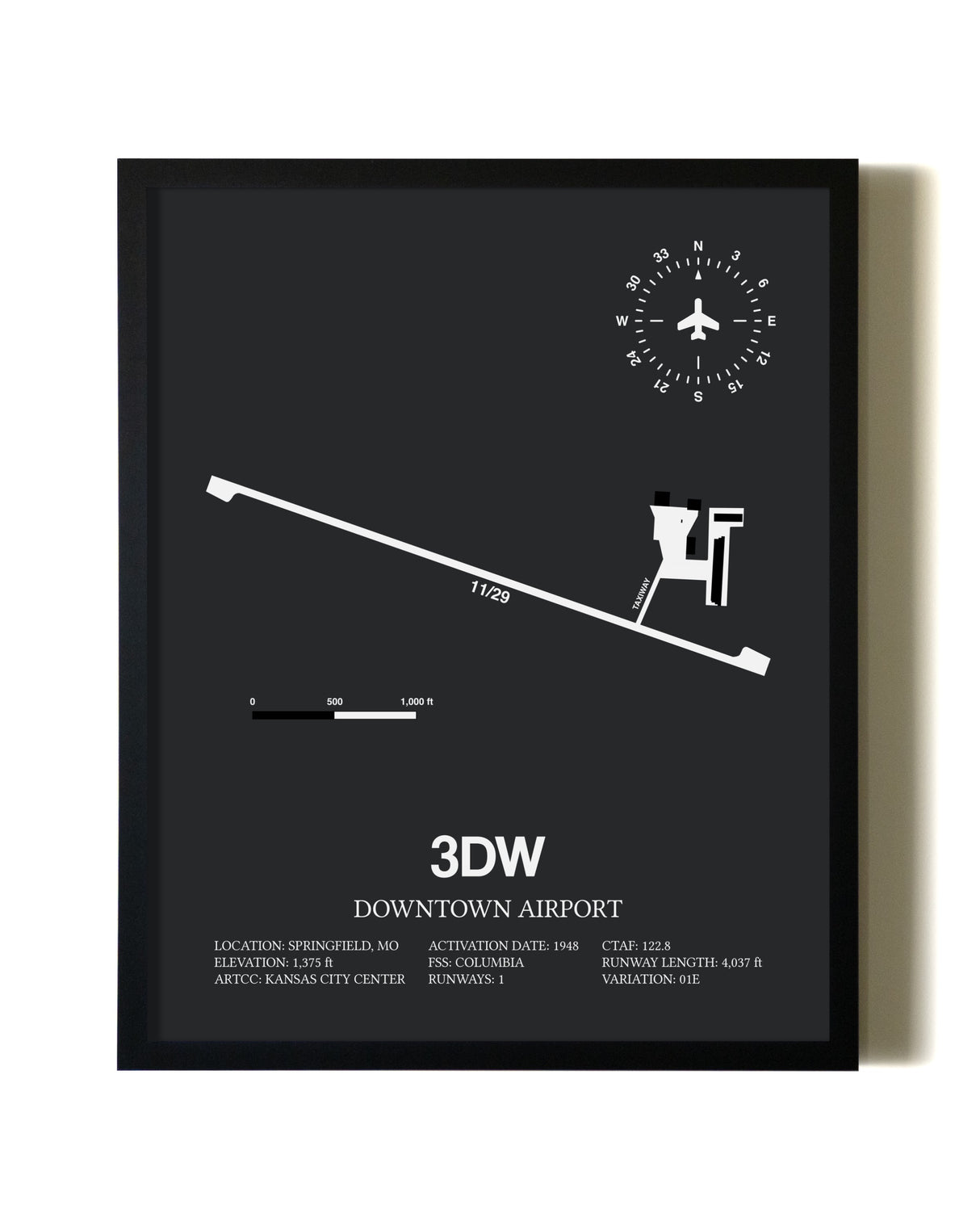 Unframed Downtown Airport map print poster
