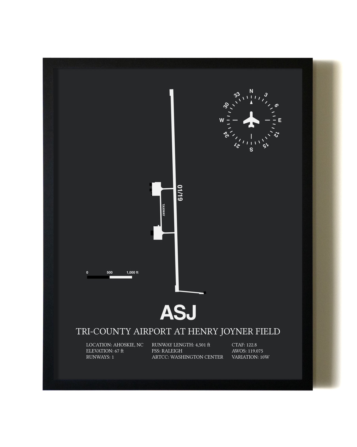 Unframed Tri-County Airport At Henry Joyner Field map print poster