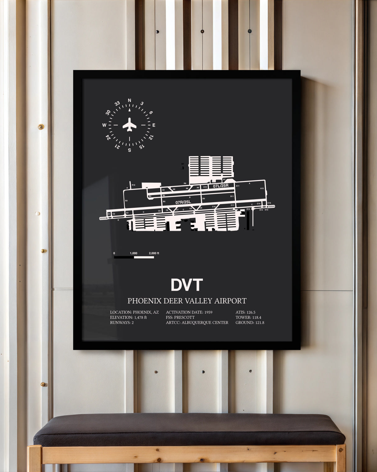 Frame color options for Phoenix Deer Valley Airport Wall Art