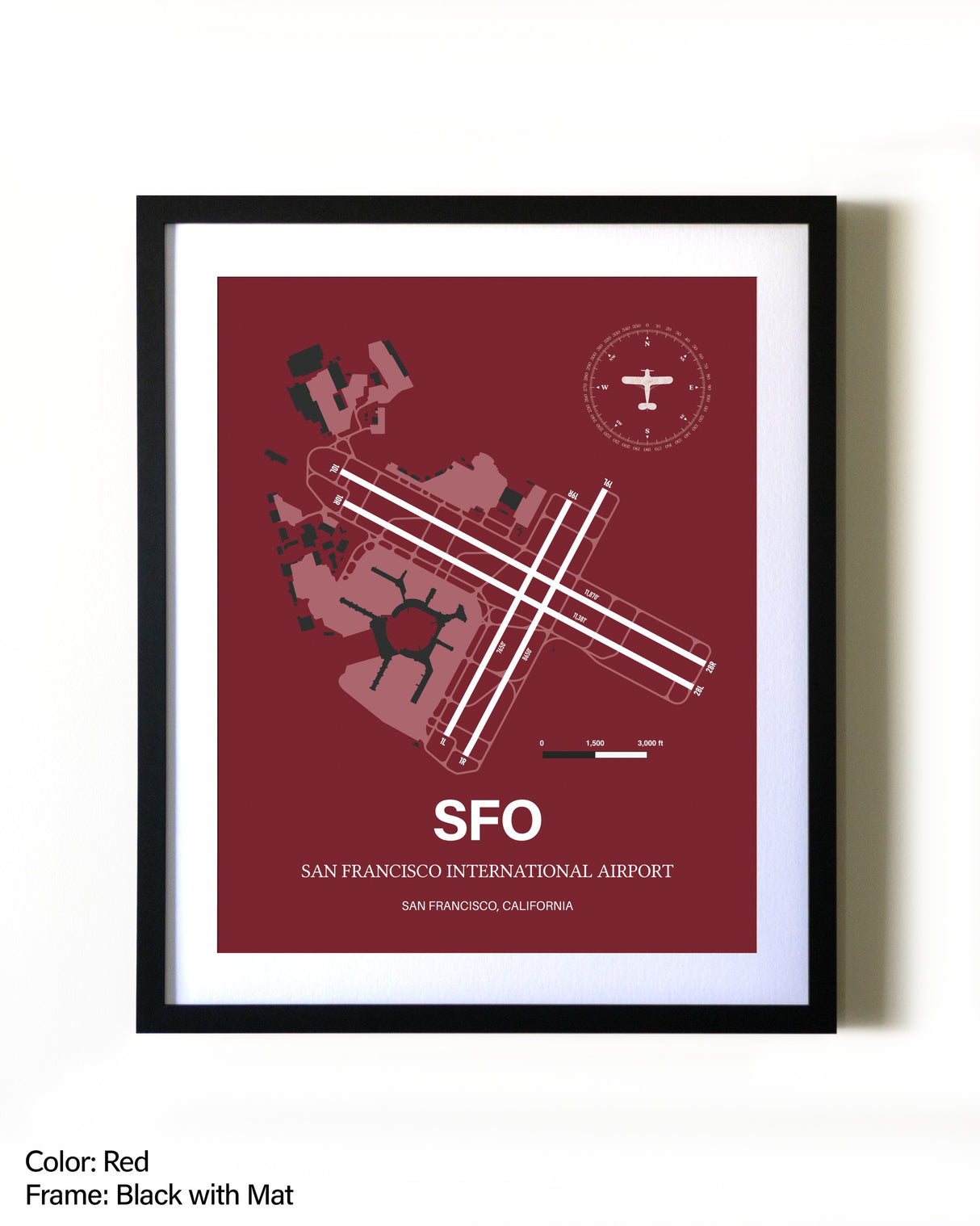 San Francisco International Airport aviation wall décor in black wood frame