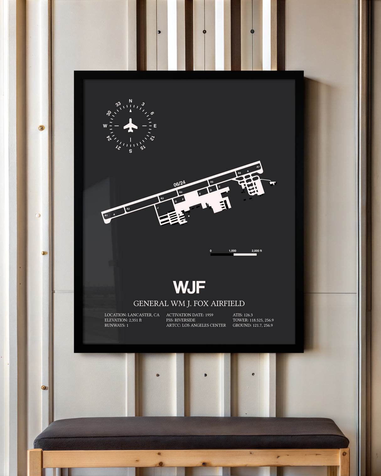 Frame color options for General William J. Fox Airfield Wall Art