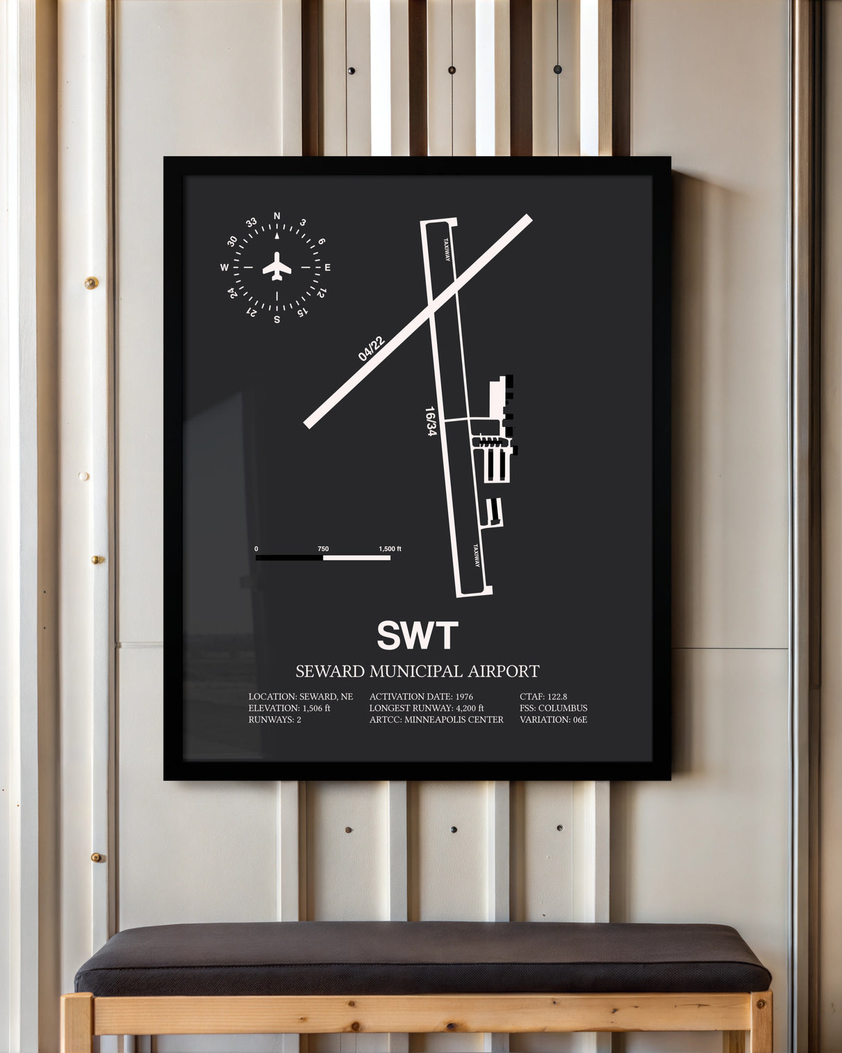 Frame color options for Seward Municipal Airport Wall Art