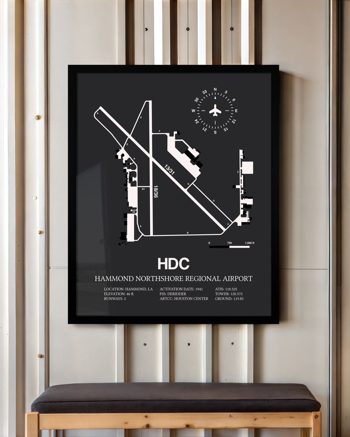 Frame color options for Hammond Northshore Regional Airport Wall Art