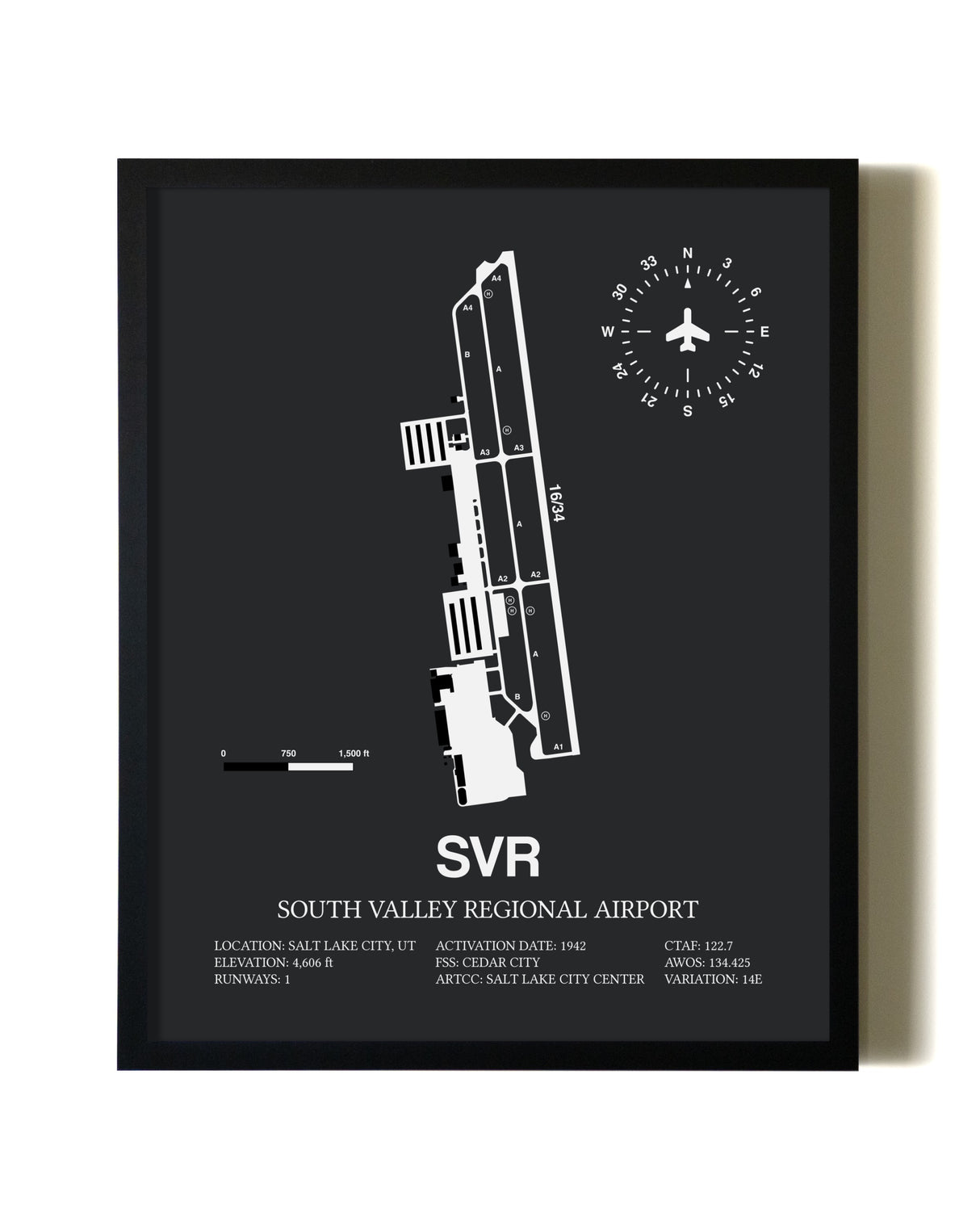 Unframed South Valley Regional Airport map print poster