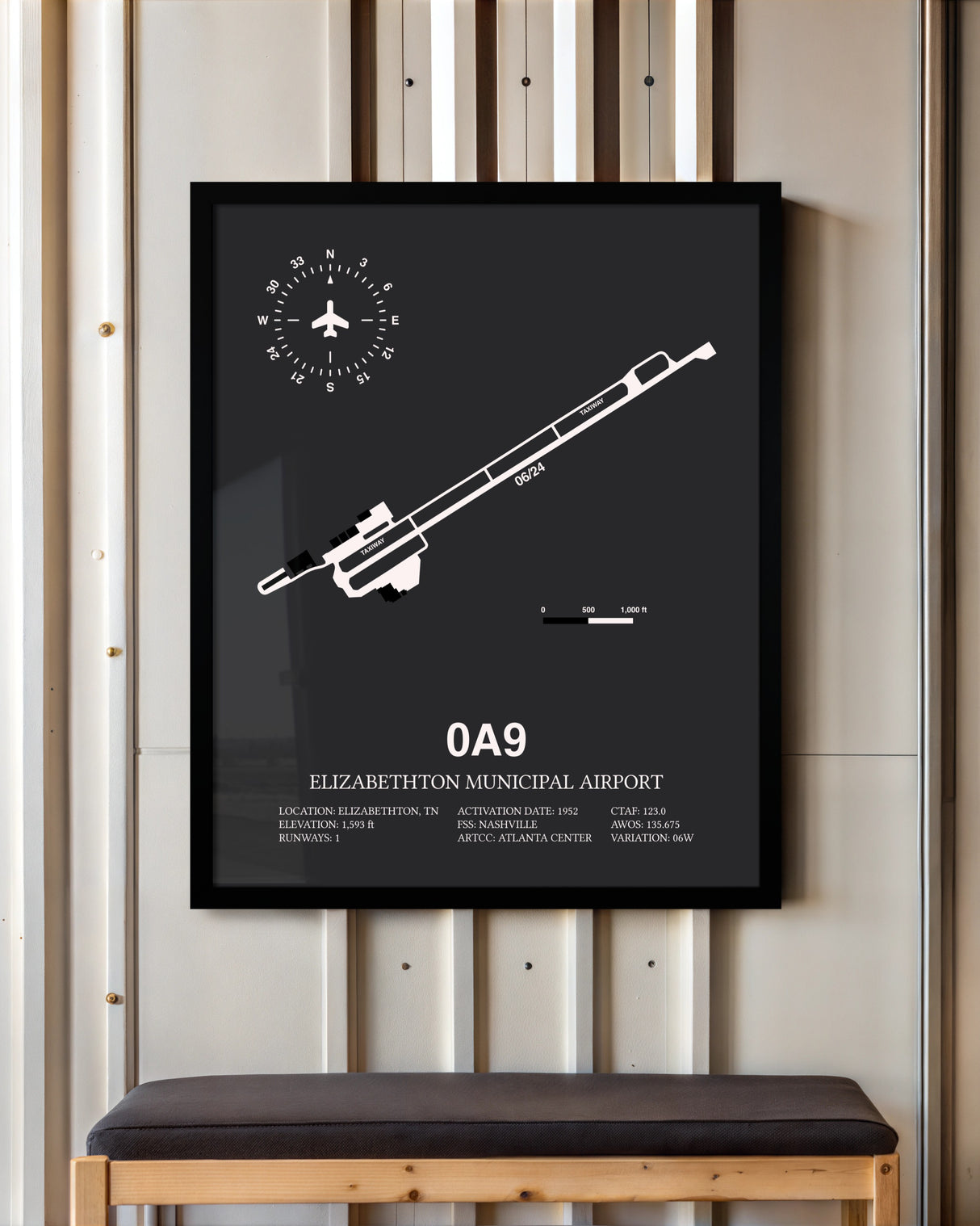 Frame color options for Elizabethton Municipal Airport Wall Art