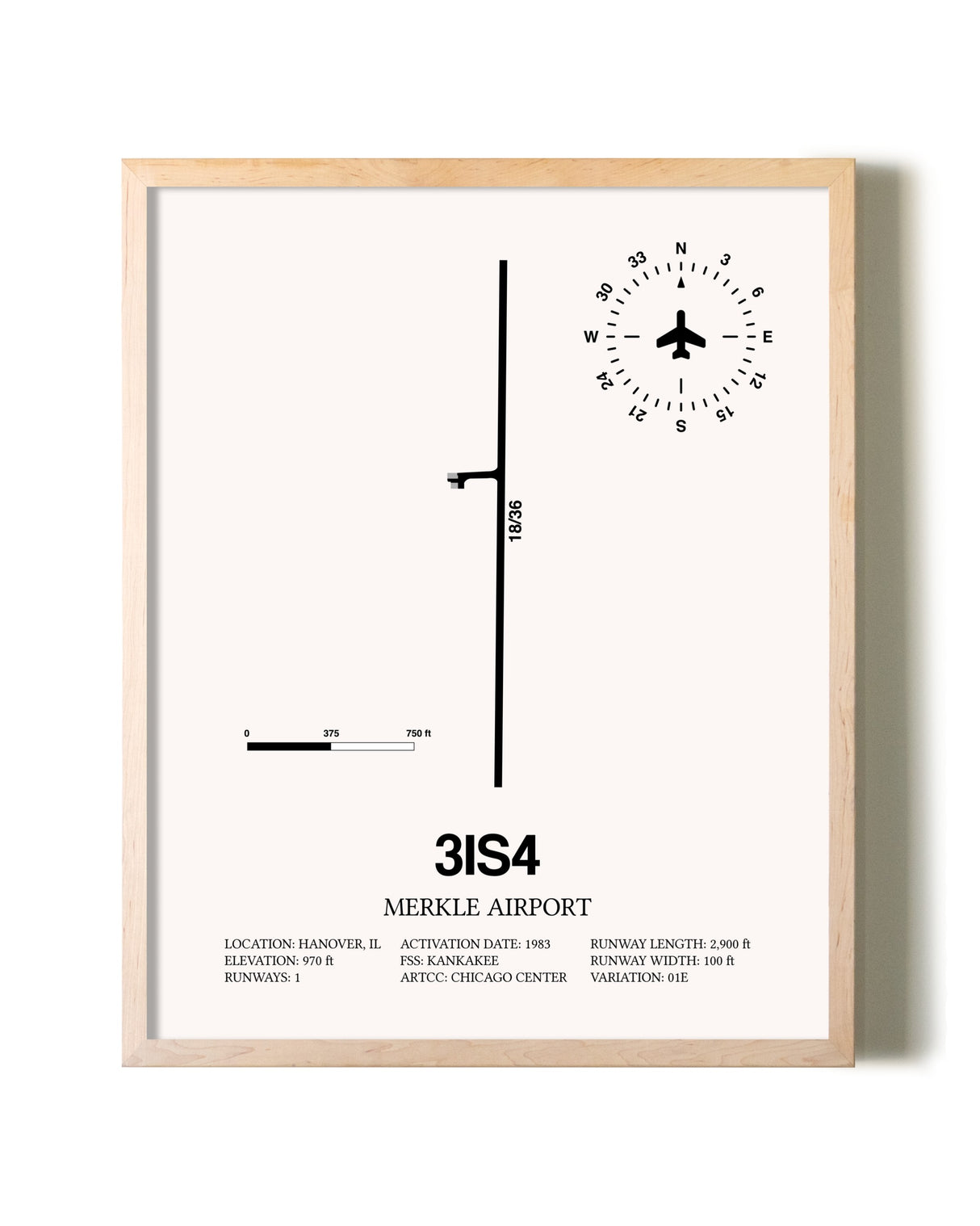Merkle Airport framed wall art in white frame