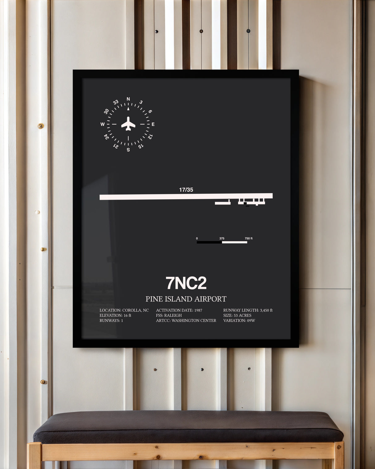 Frame color options for Pine Island Airport Wall Art