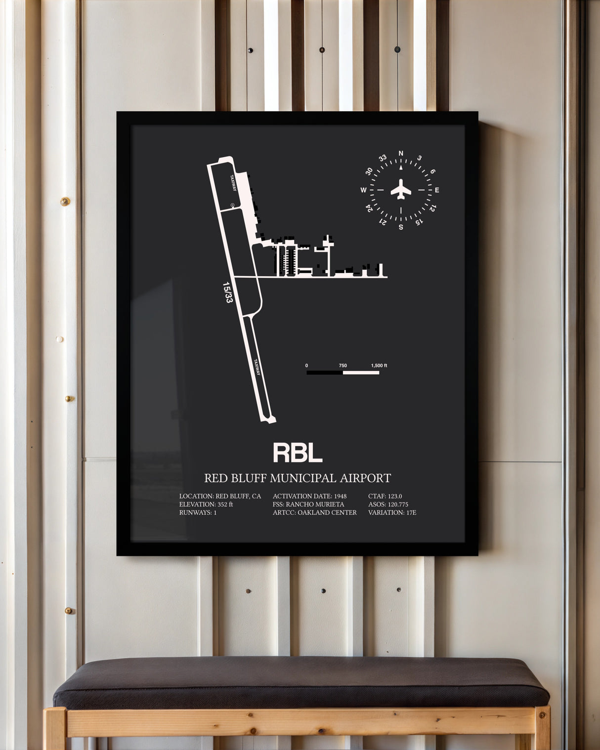Frame color options for Red Bluff Municipal Airport Wall Art