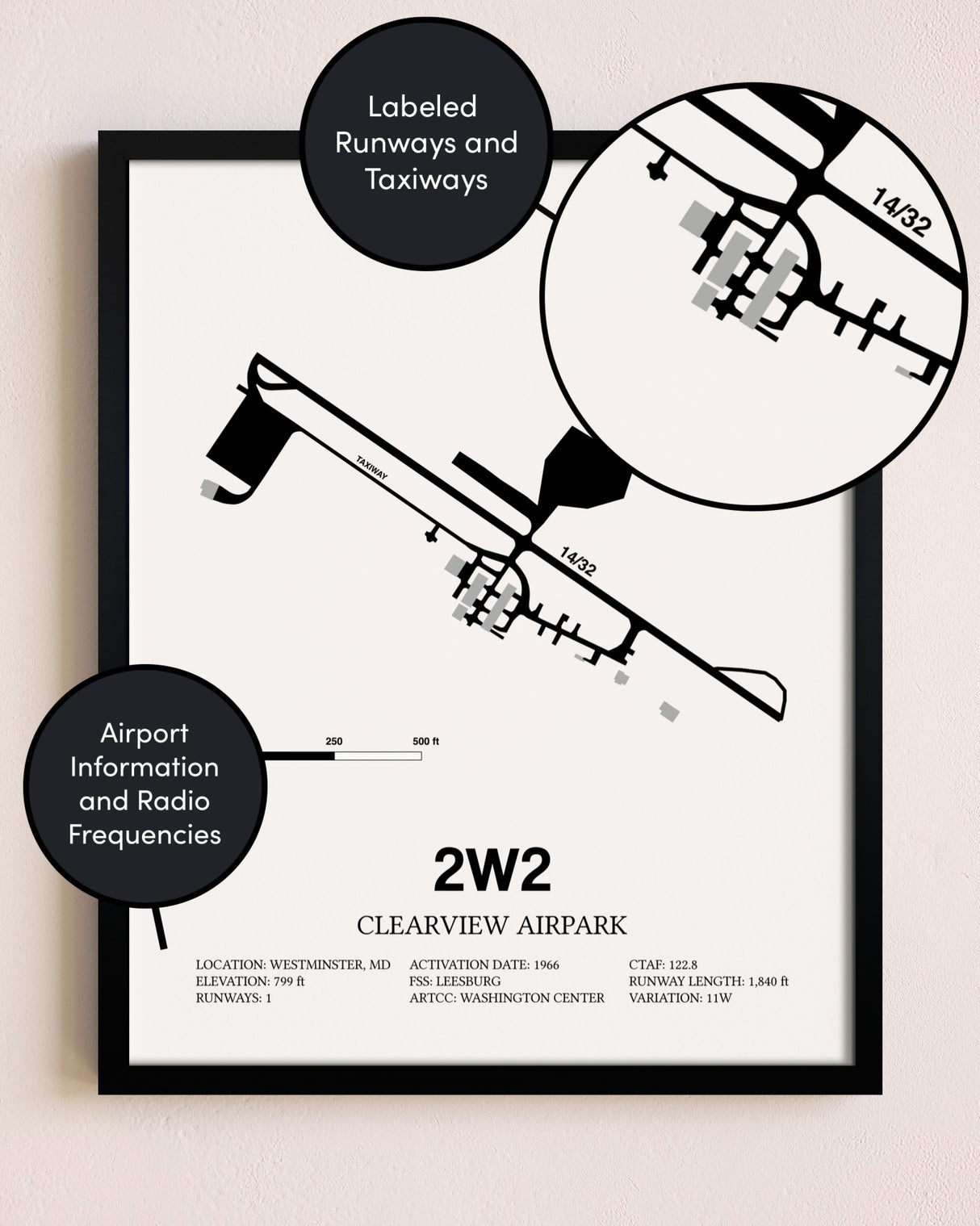 Framed Clearview Airpark layout wall art poster