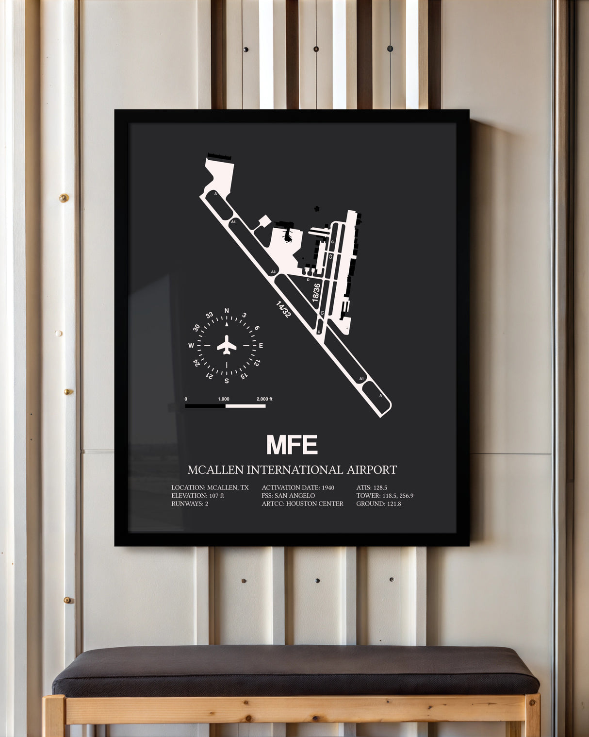 Frame color options for McAllen International Airport Wall Art