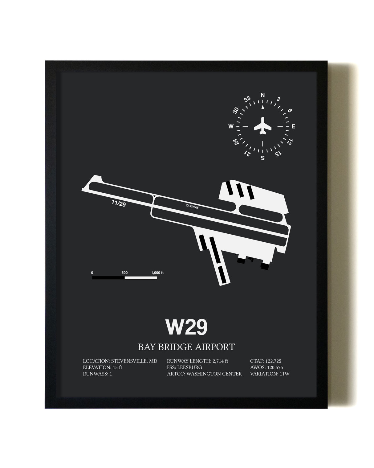Unframed Bay Bridge Airport map print poster