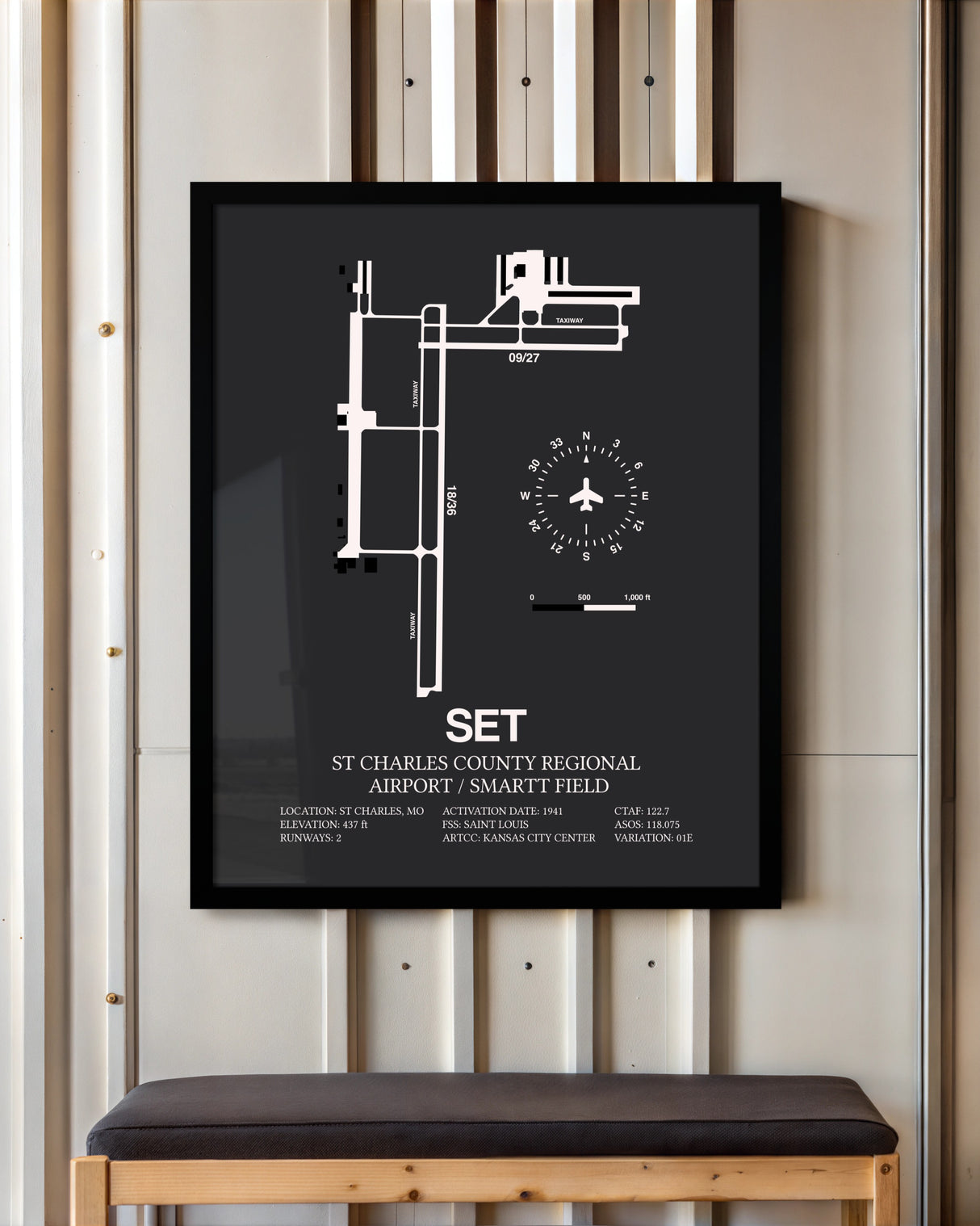 Frame color options for St. Charles County Regional Airport / Smartt Field Wall Art