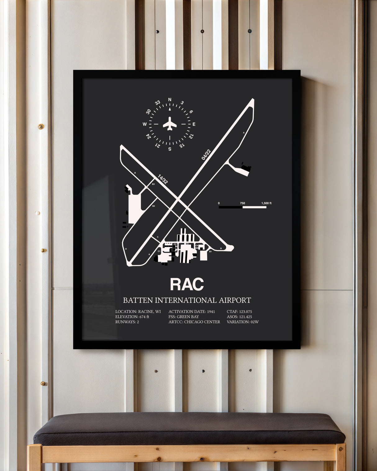 Frame color options for Batten International Airport Wall Art
