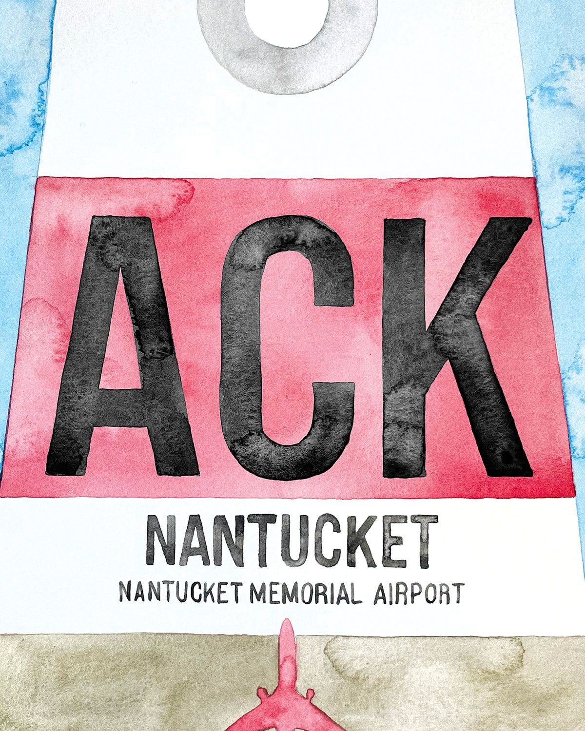 Closeup Watercolor Print of Nantucket Memorial Airport (ACK)
