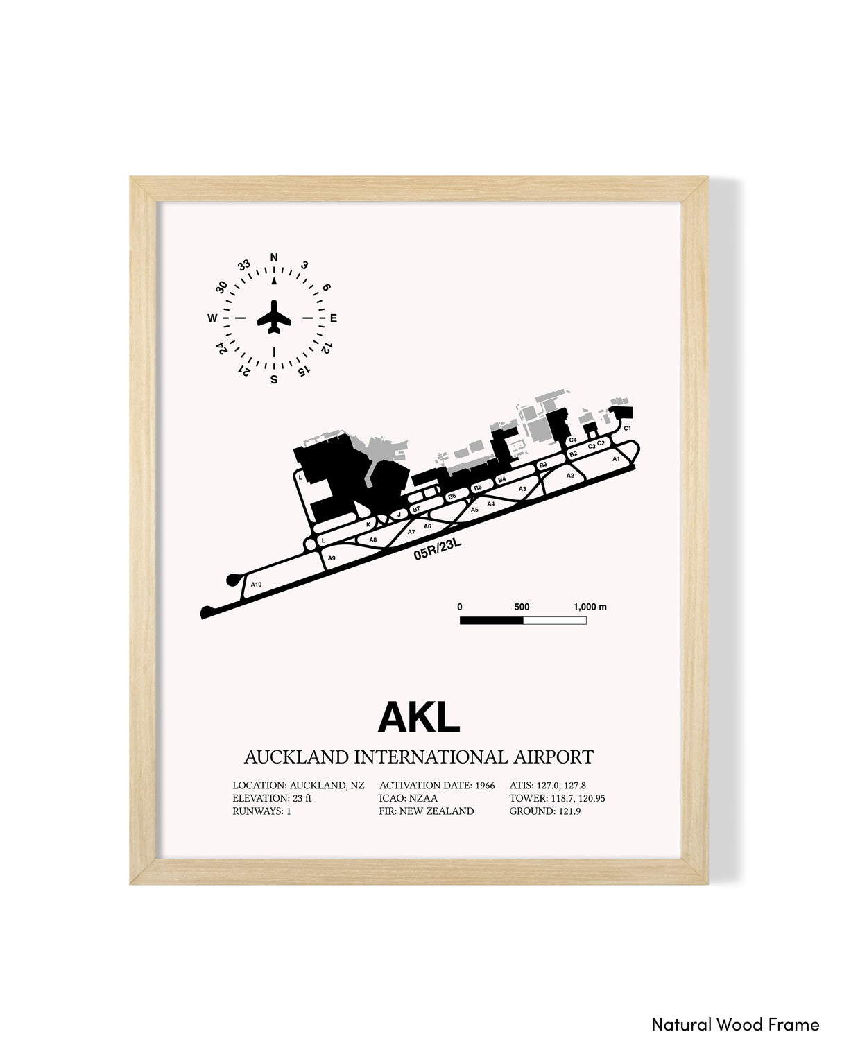 AKL Airport Map, Auckland International Airport Print