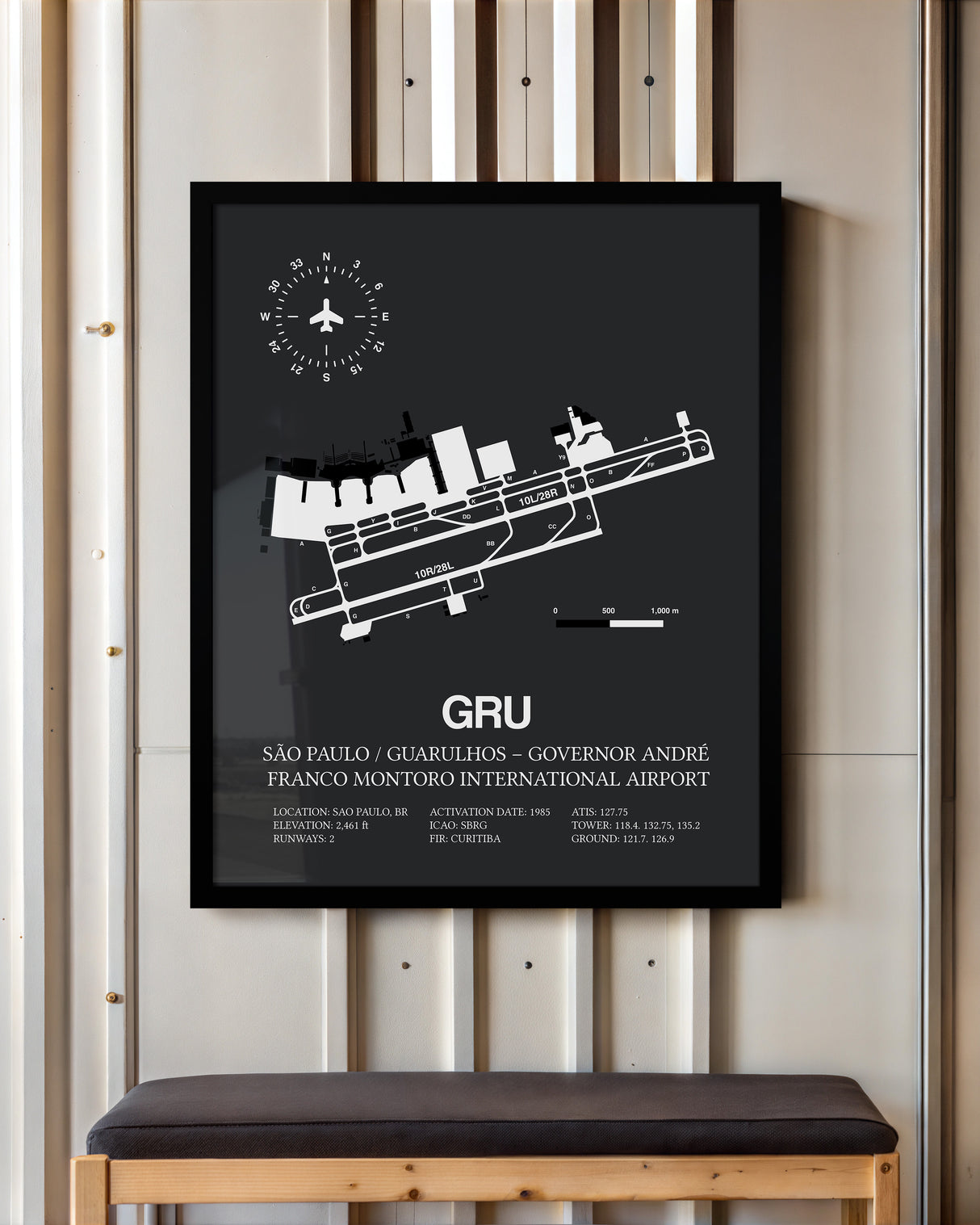 GRU Airport Map, Guarulhos / Gov. Andre Franco Montoro Print