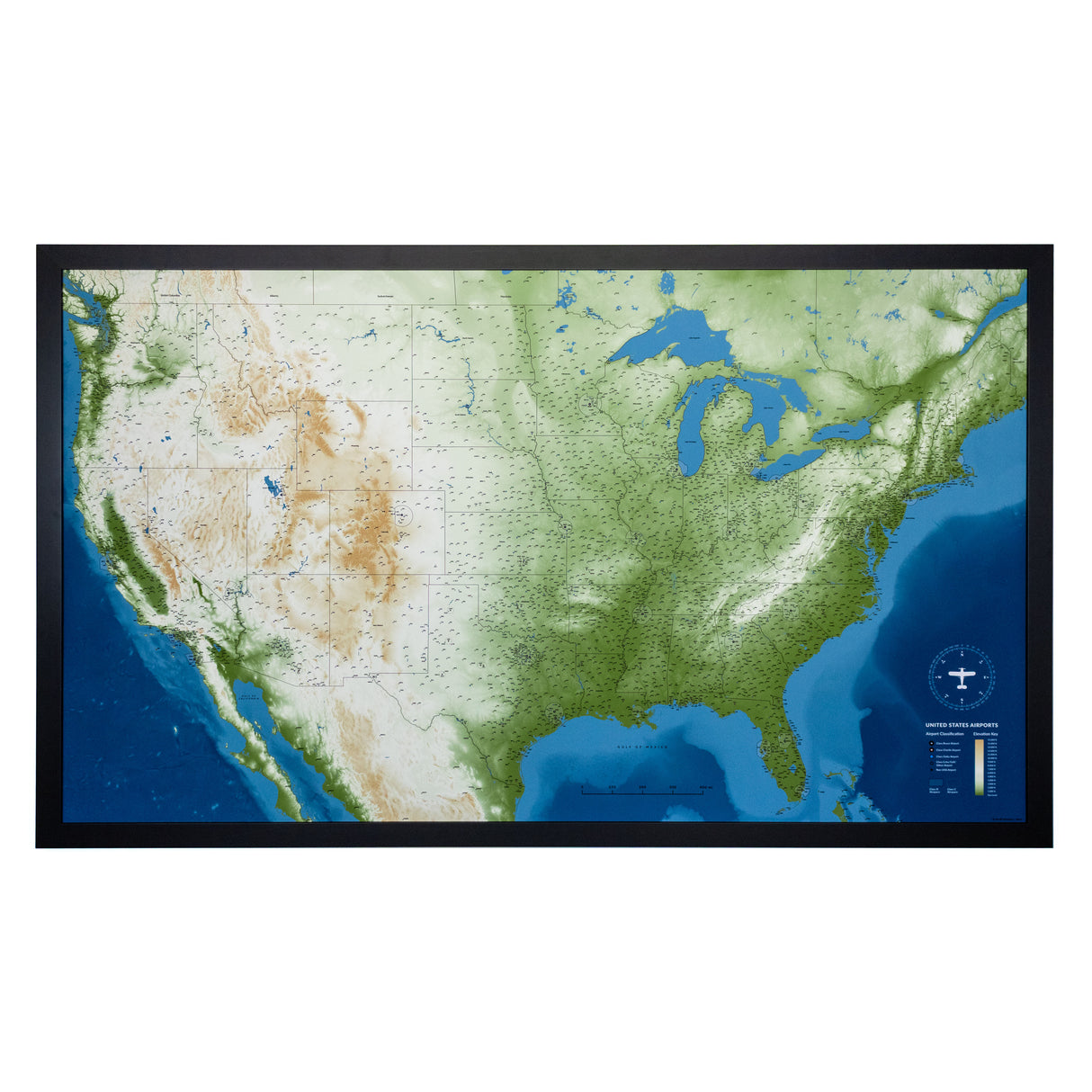 United States Airports Push Pin Map