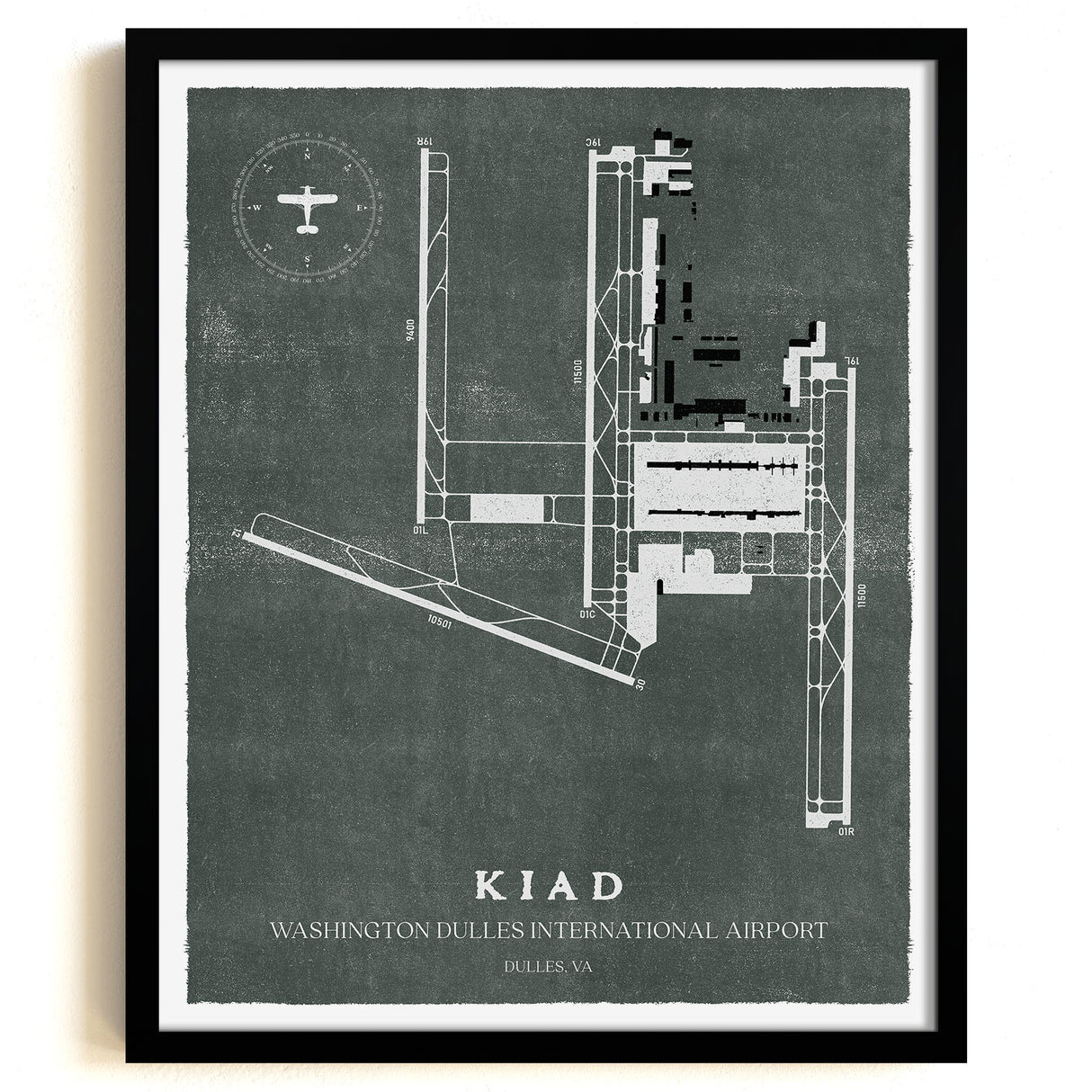 IAD Airport Map, Vintage Style, Washington Dulles International Airport Print