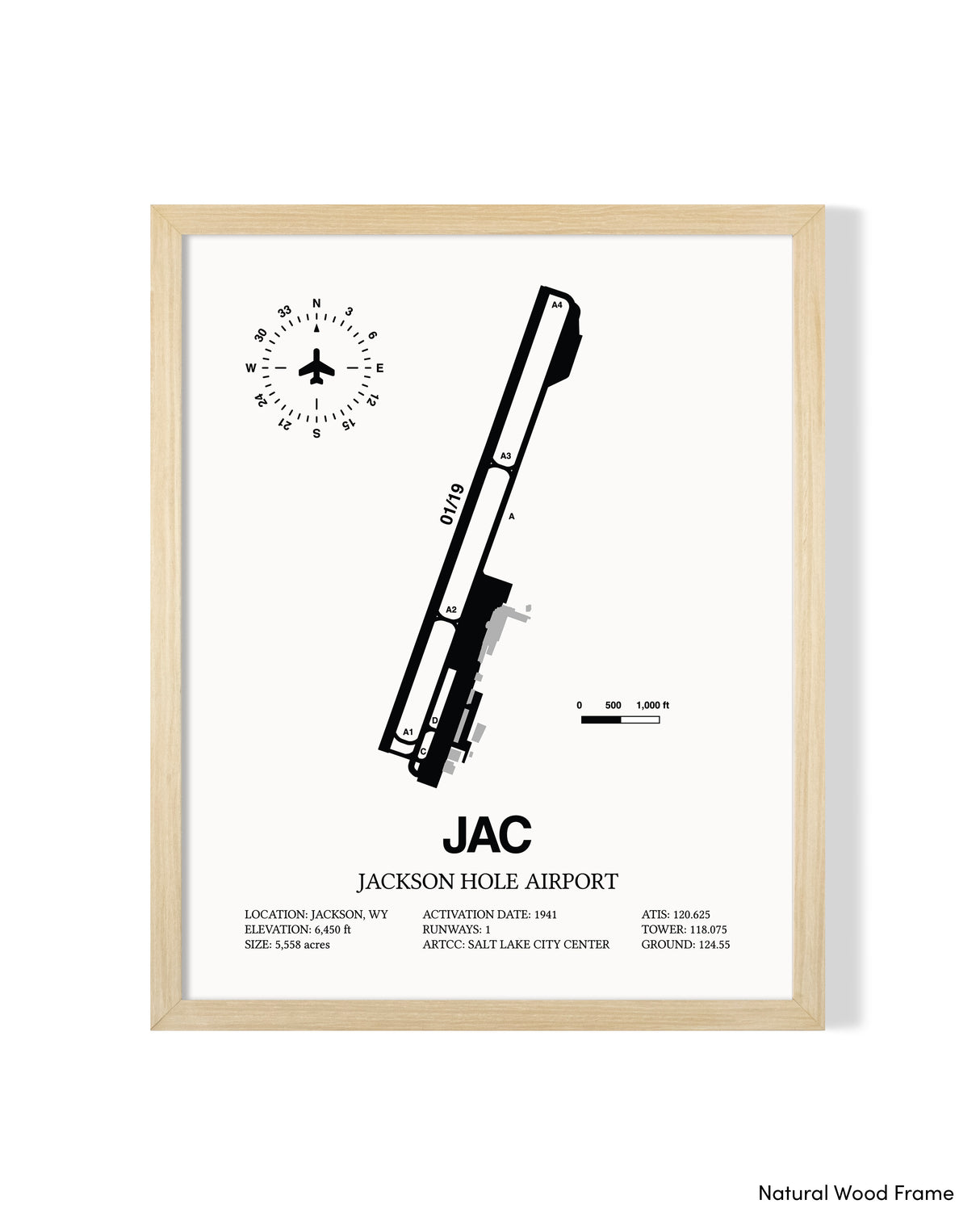 JAC Airport Map, Jackson Hole Airport Print
