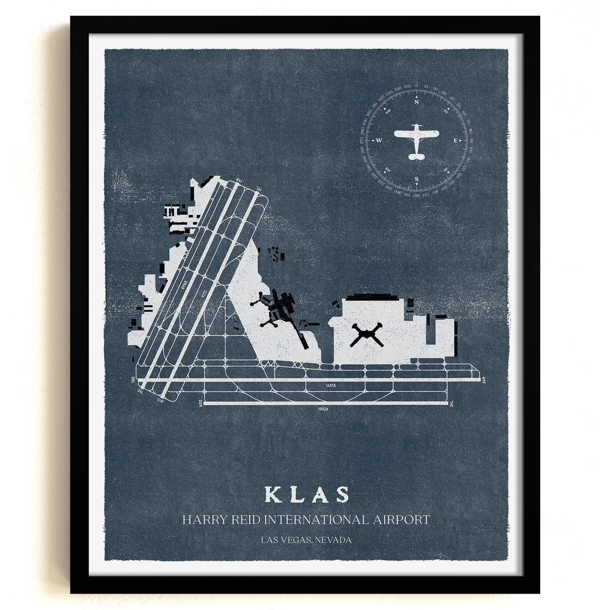 LAS Airport Map, Vintage Style, Harry Reid International Airport Print