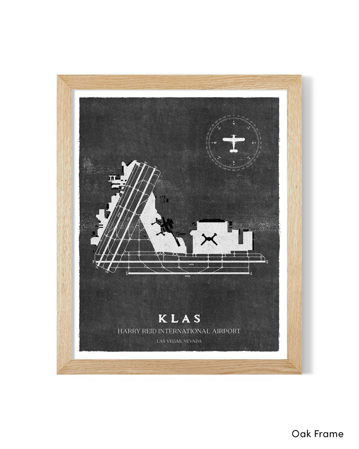 LAS Airport Map, Vintage Style, Harry Reid International Airport Print