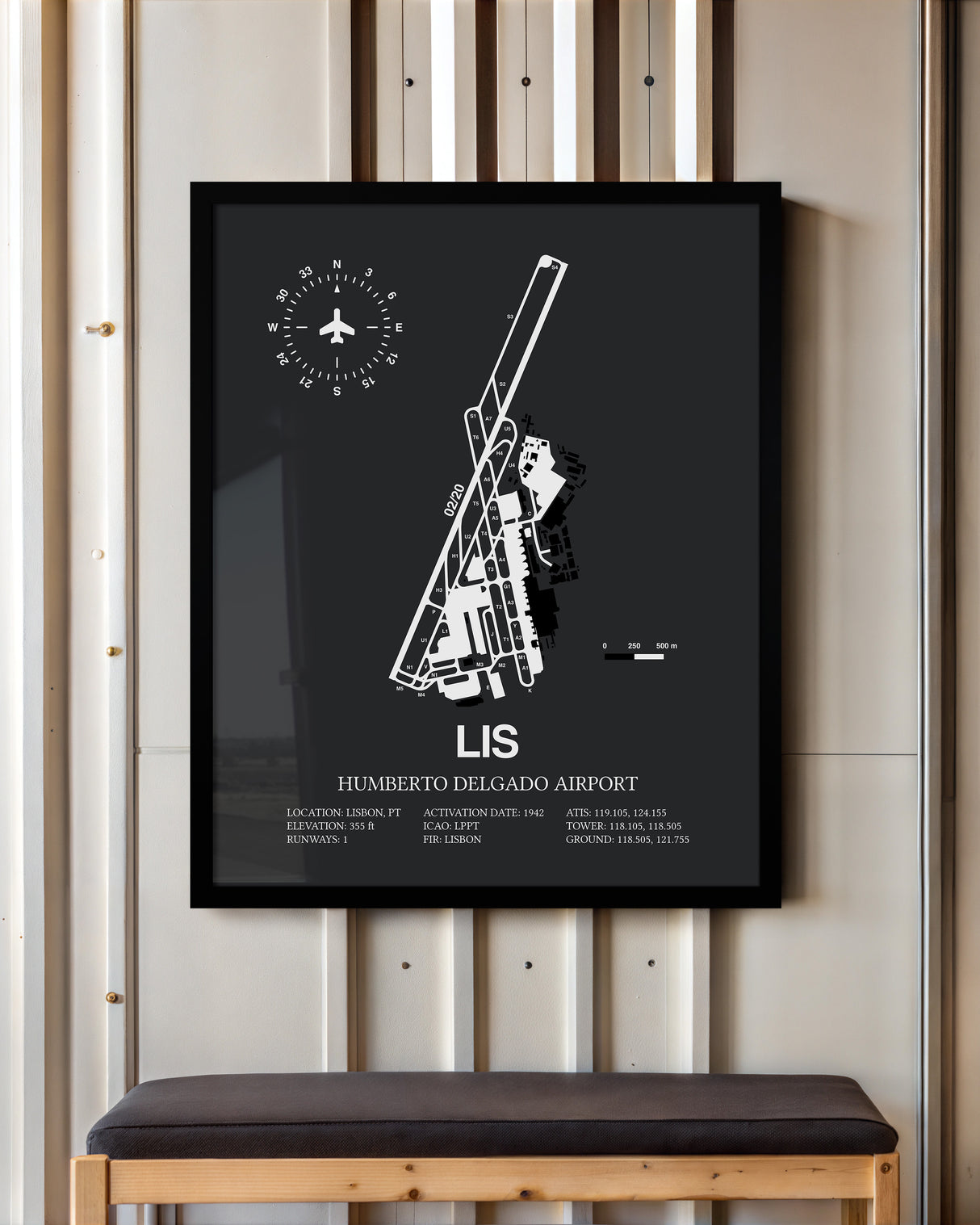 LIS Airport Map, Lisbon Airport Print