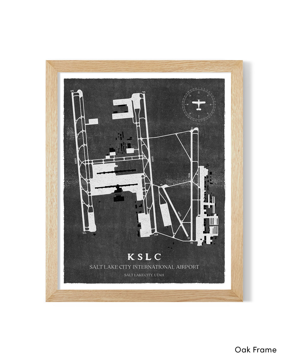 SLC Airport Map, Vintage Style, Salt Lake City International Airport Print