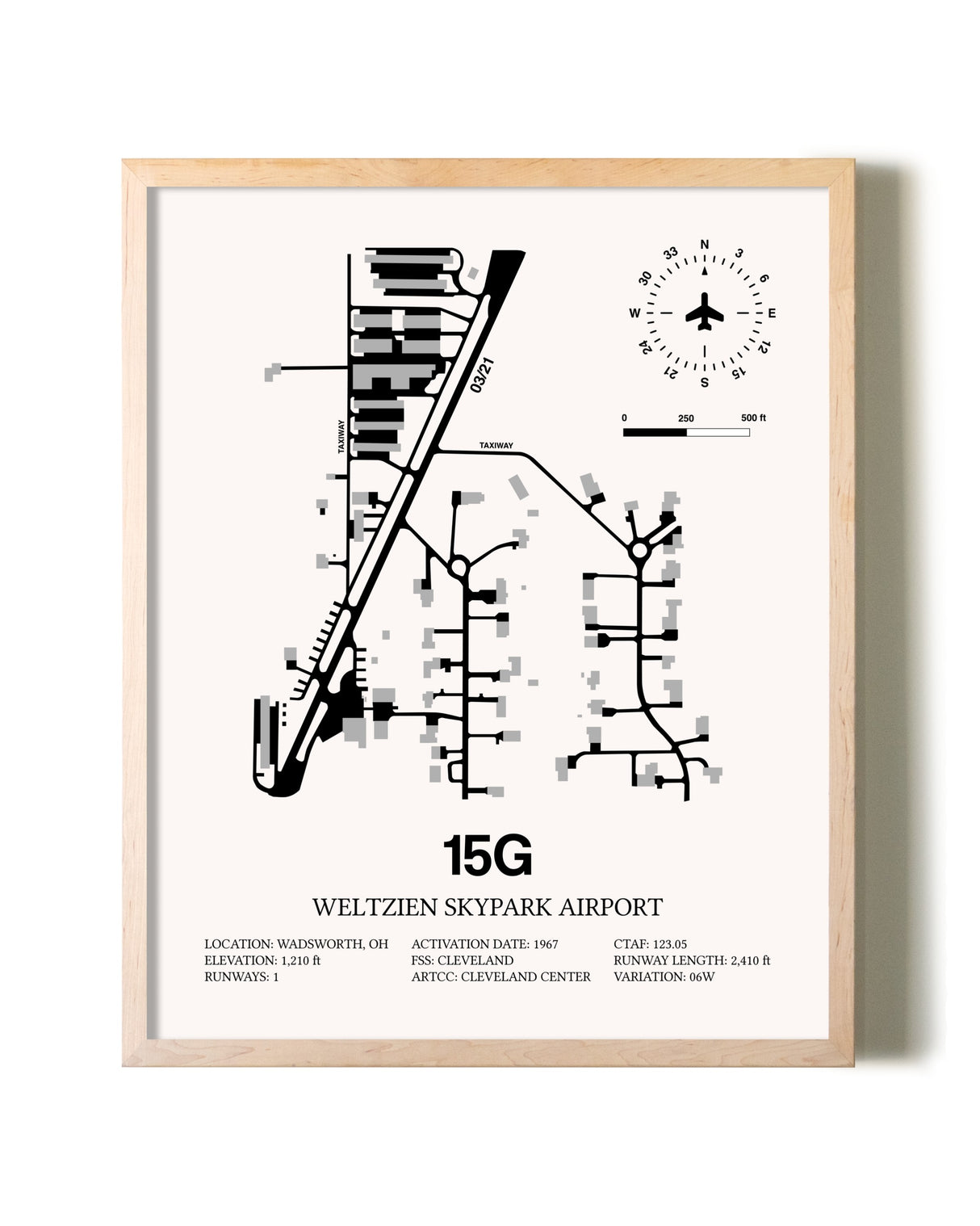 Weltzien Skypark Airport framed wall art in white frame