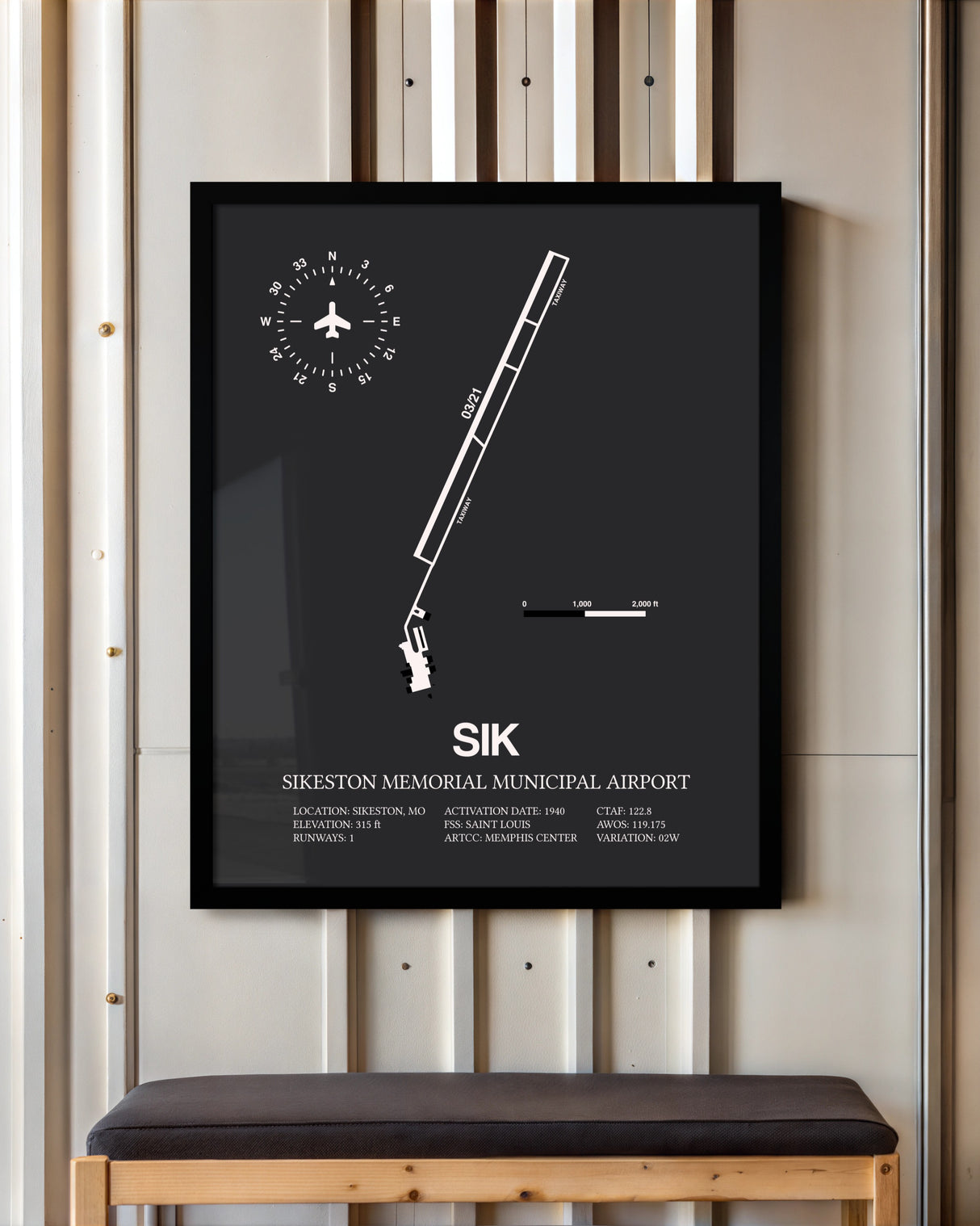 Frame color options for Sikeston Memorial Municipal Airport Wall Art
