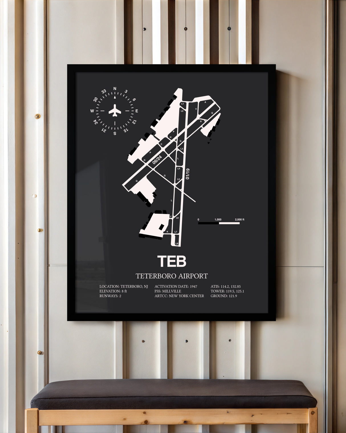 Frame color options for Teterboro Airport Wall Art