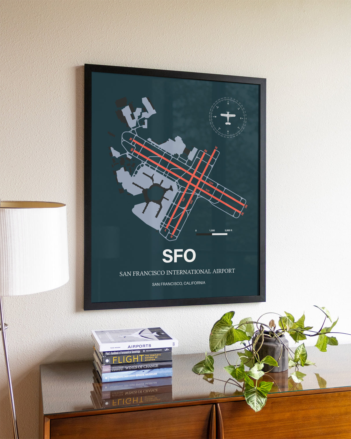 Framed San Francisco International Airport layout wall art poster