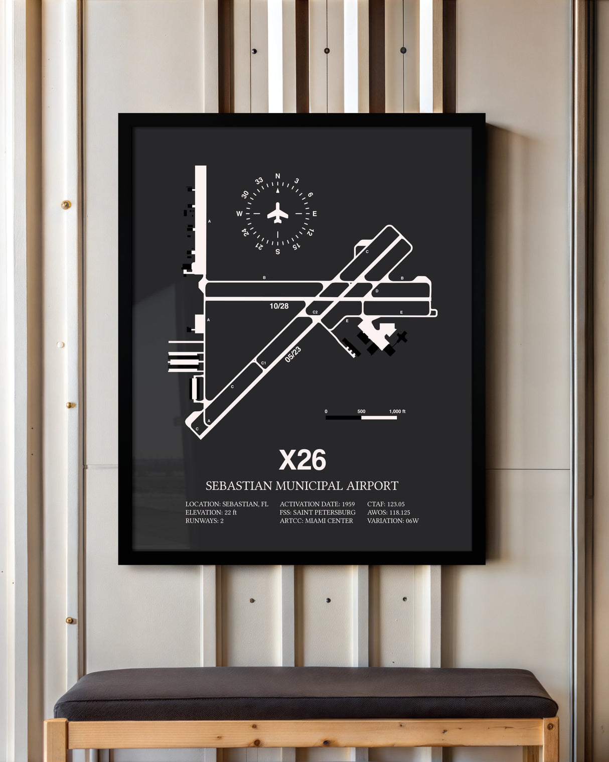 Frame color options for Sebastian Municipal Airport Wall Art