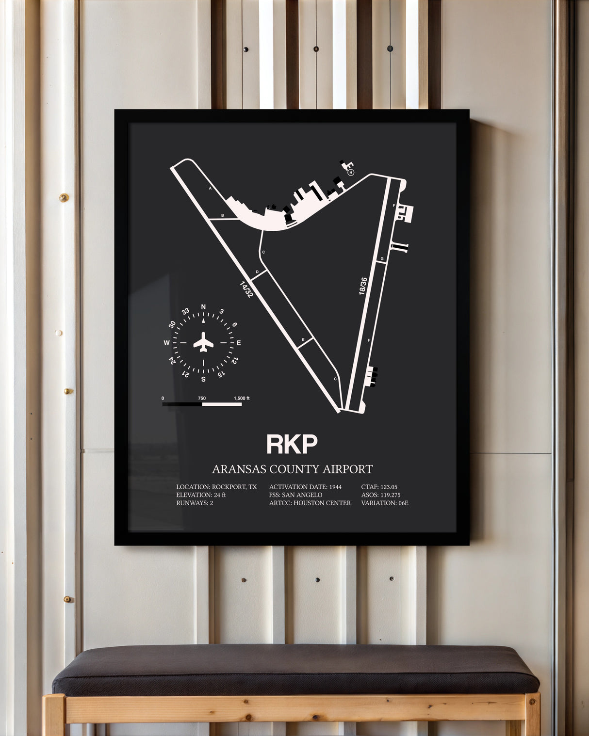 Frame color options for Aransas County Airport Wall Art