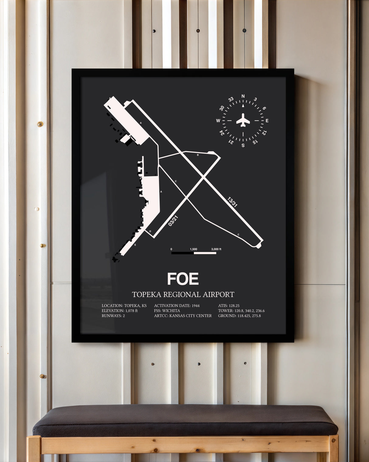 Frame color options for Topeka Regional Airport Wall Art