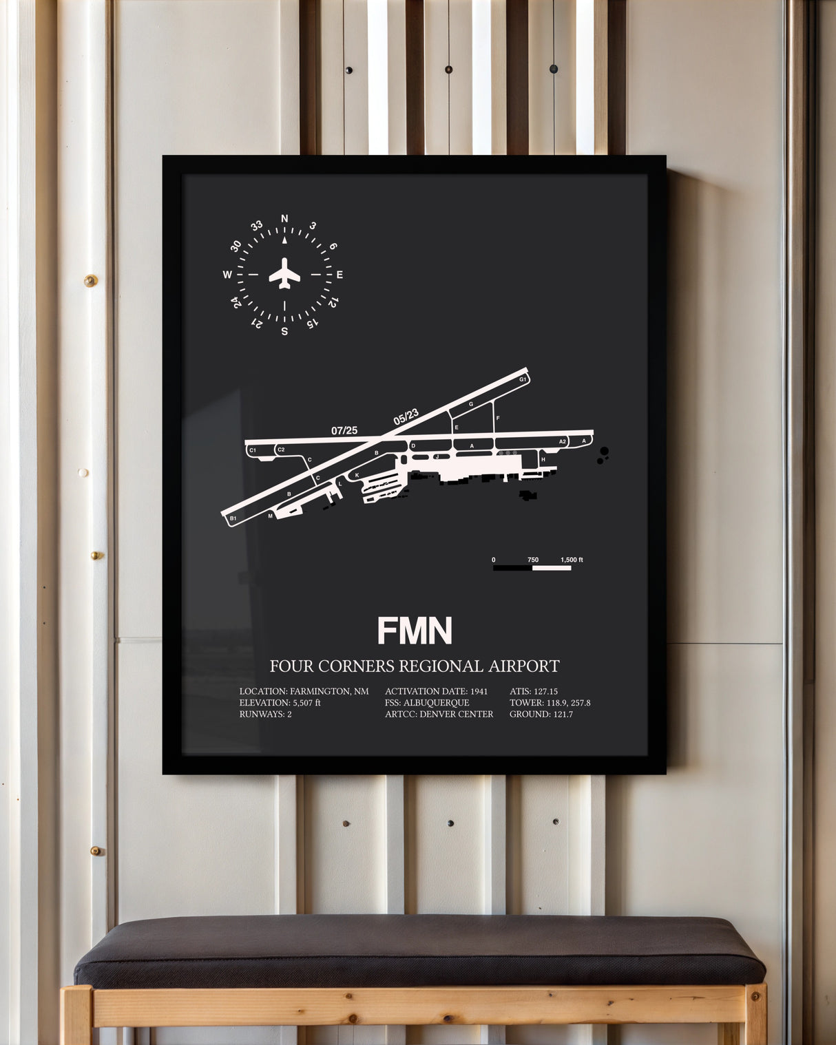 Frame color options for Four Corners Regional Airport Wall Art