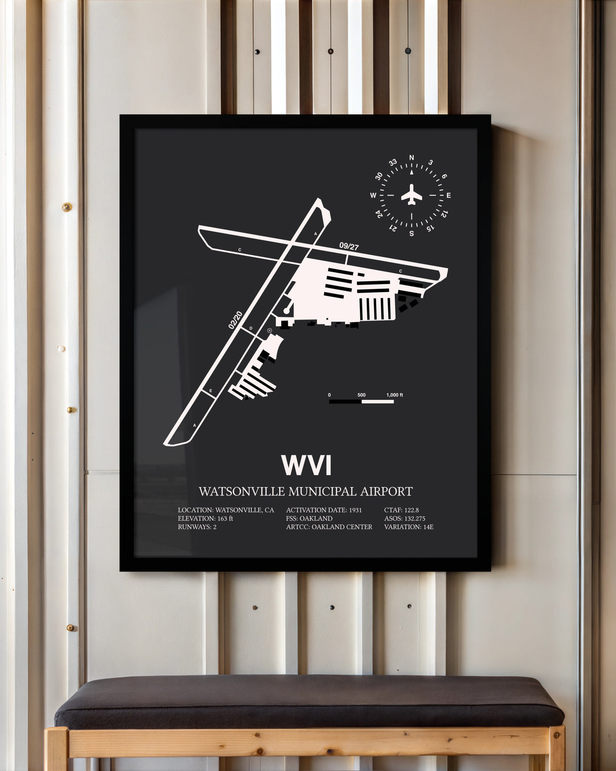 Frame color options for Watsonville Municipal Airport Wall Art
