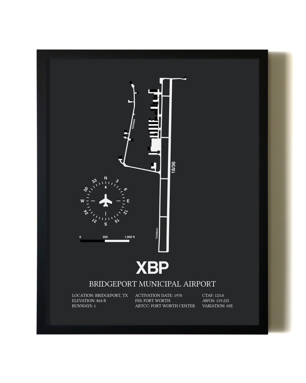 Unframed Bridgeport Municipal Airport map print poster