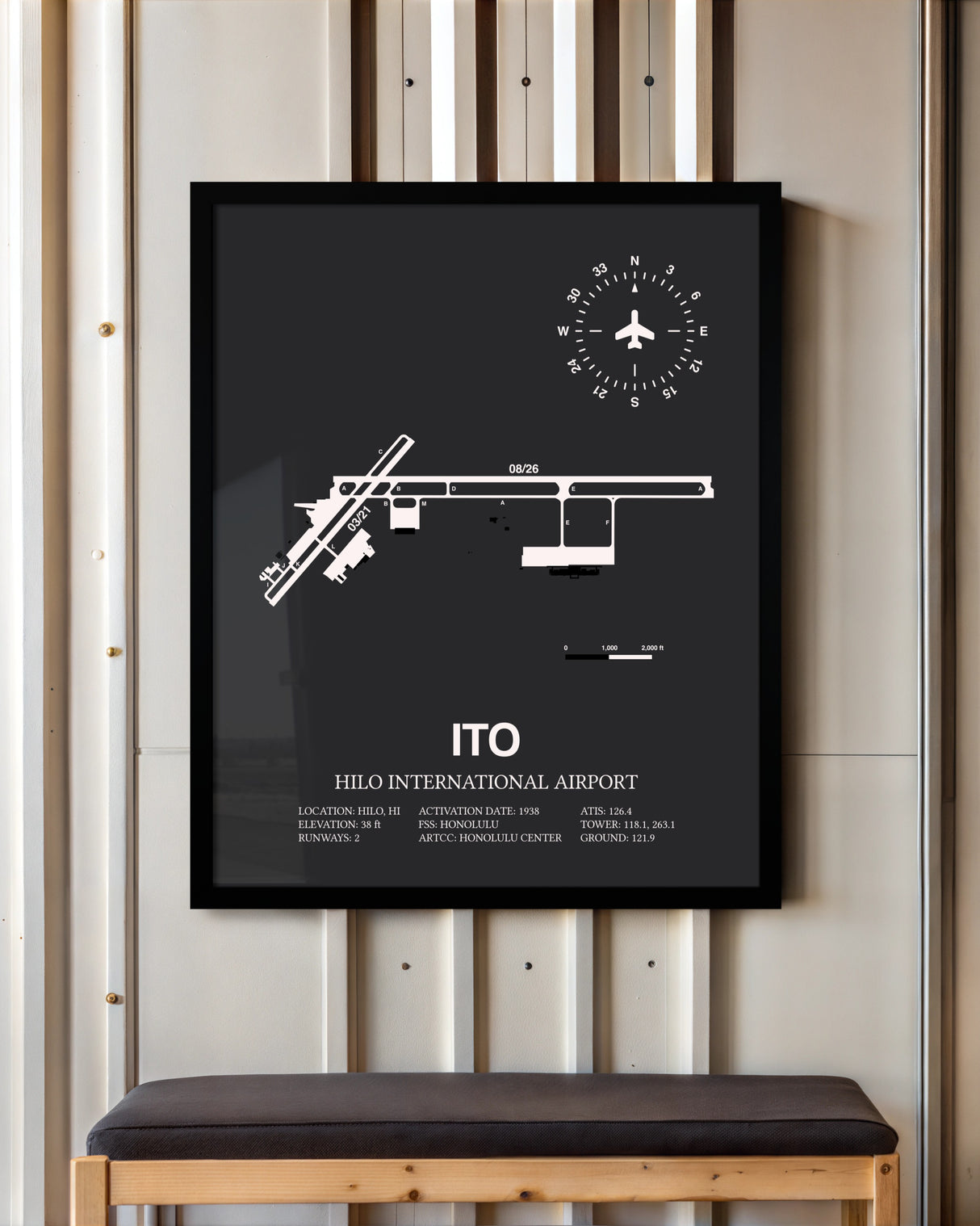Frame color options for Hilo International Airport Wall Art