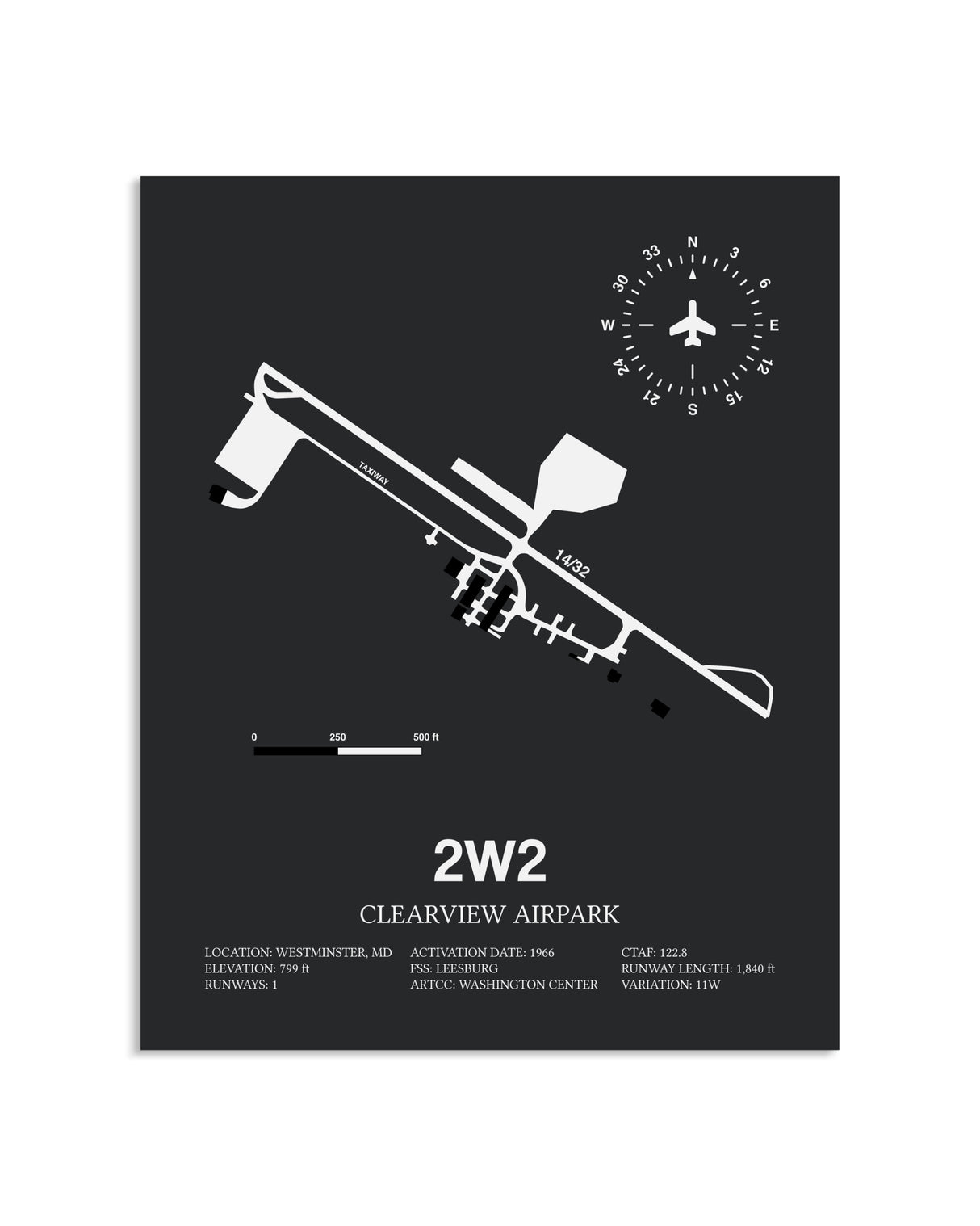Gray Framed Clearview Airpark layout wall art poster