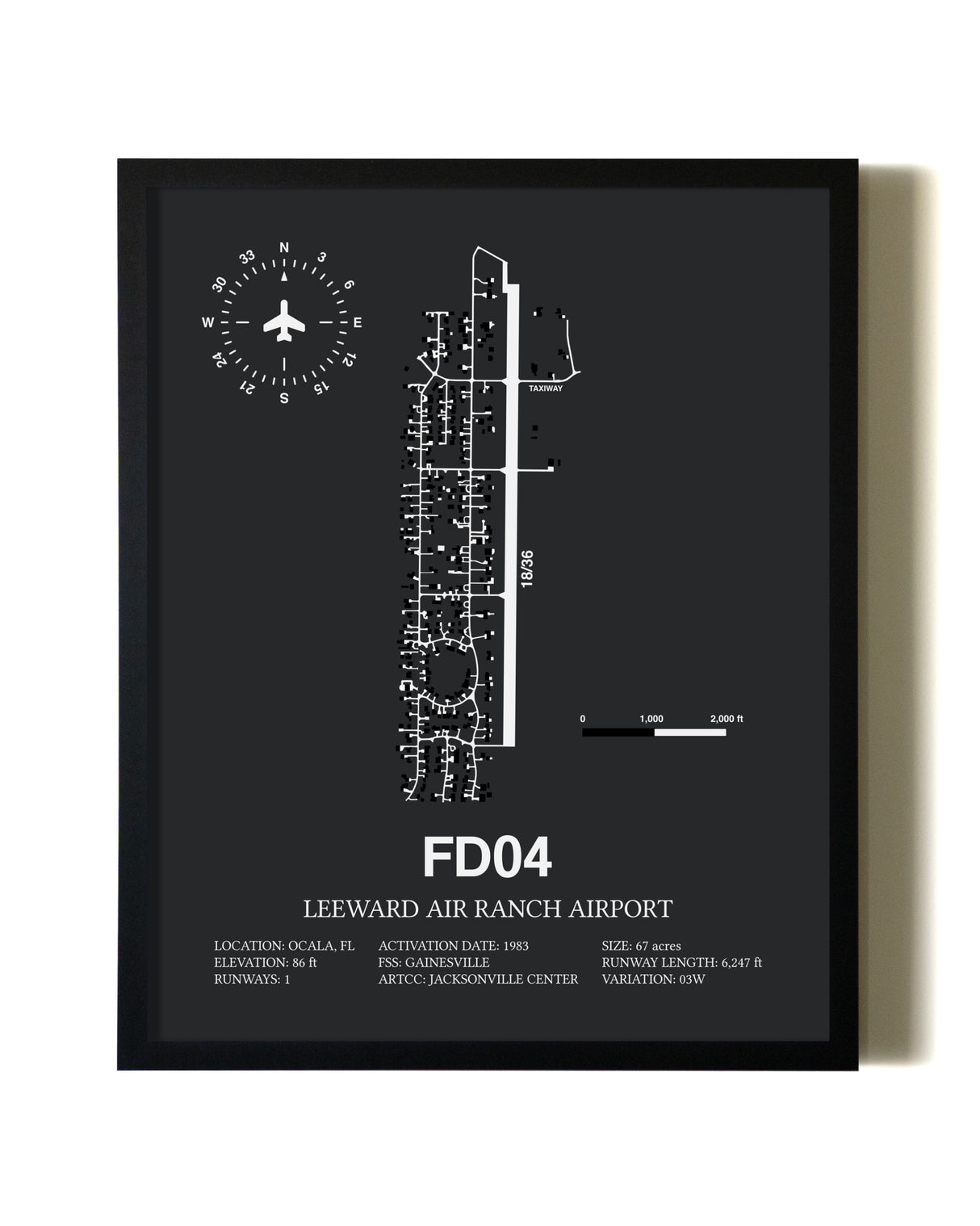 Unframed Leeward Air Ranch Airport map print poster